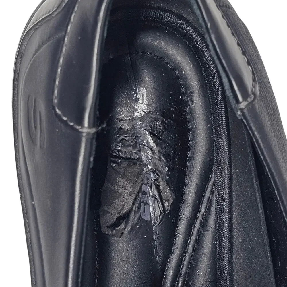 Skechers Men's Black Leather Square Toe Slip-On Comfort Shoes #61190 Size 12